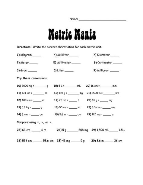 Metric System Worksheet 2nd Grade