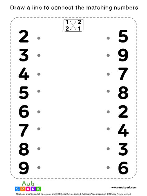 match  numbers worksheet  matching  autispark