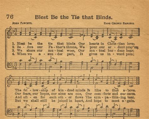 Blest Be The Tie That Binds Antique Hymn Page Printable Ties That Bind Hymn Worship Songs