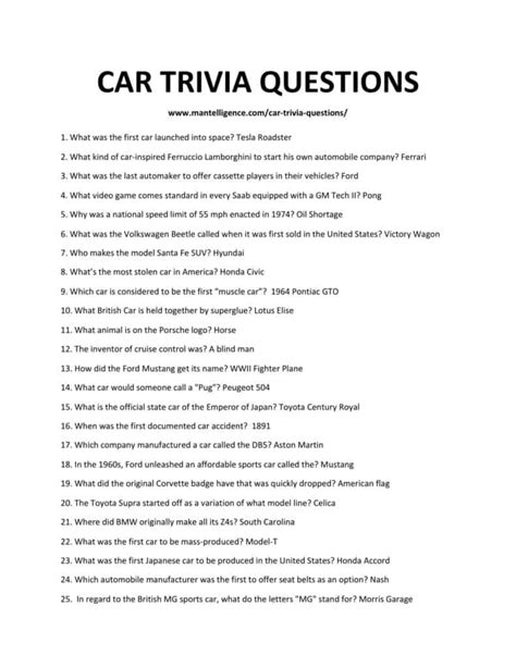 23 Best Car Trivia Questions How Much Do You Know About Cars