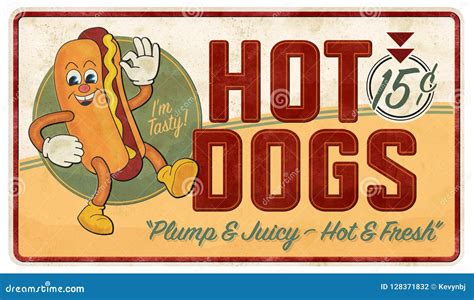 Vintage Hot Dog Tin Sign Advertisement Retro Stock Photography