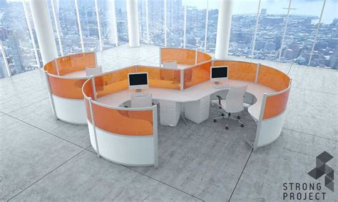 Curved Collaborative Workstations Futuristic Office Furniture