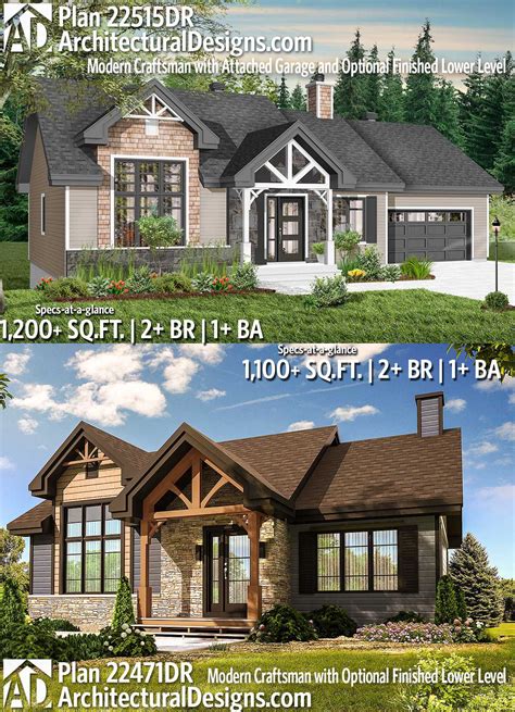 Plan 22515dr Modern Craftsman With Attached Garage And Optional