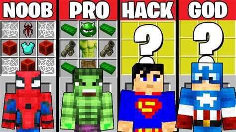 Minecraft Battle Superhero Crafting Challenge Noob Vs