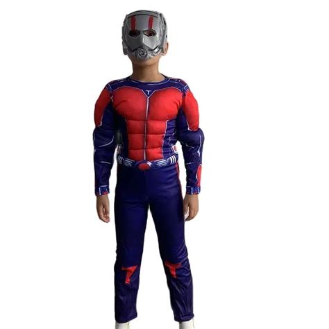 New Kids Superhero Antman Cosplay Muscle Costumes Mask Boys Halloween