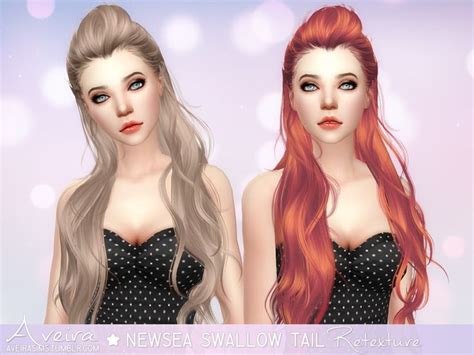 Aveira Sims 4 Newsea Swallow Tail Hair Retextured Sims 4 Hairs