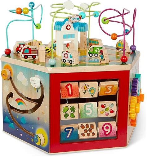 Battat Wooden Activity Cube Toddler Activity Center Baby Play