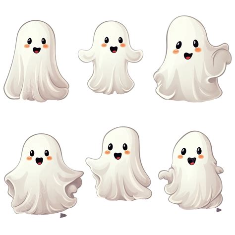 Cute Ghost Characters Color Vector Illustration For The Halloween