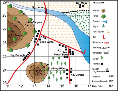 Peta Lakar Contoh Draf Geografi Pt Simbol Petunjuk Peta My Imagesee