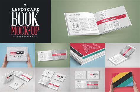 Download Landscape Book Mock-Up Set ~ Print Mockups ~ Creative Market
