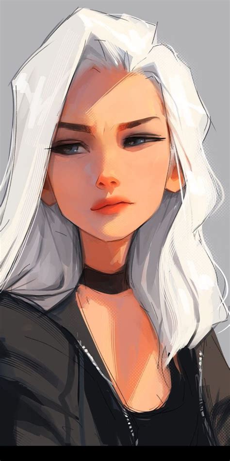 White Hair Giving A Sass Look In 2021 Digital Art Girl Girls Cartoon