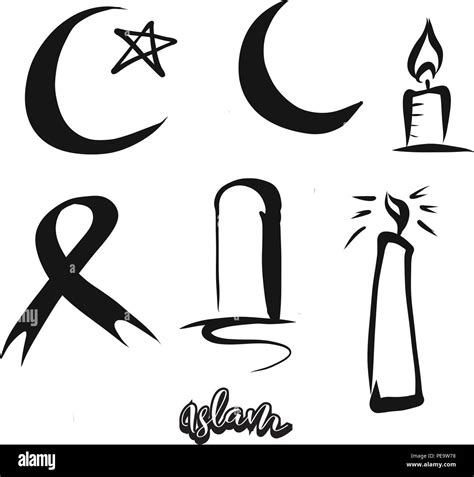 Conjunto De Símbolos De Islam Dibujados A Mano Varias Comunidades Religiosas Símbolos