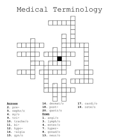 Medical Terminology Word Search Wordmint
