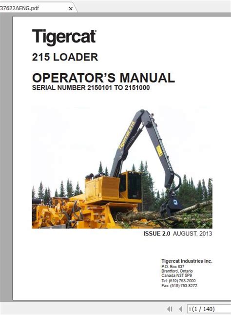 Tigercat Loader Operator S Manual Aeng Auto Repair Manual