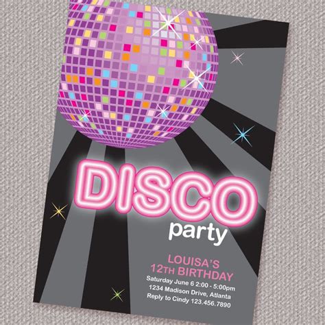Disco Ball Birthday Party Invitation Printable Personalized Digital