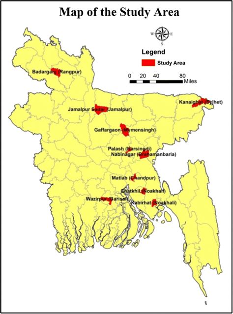 Location Of The Selected Sub Districts With Their District Name