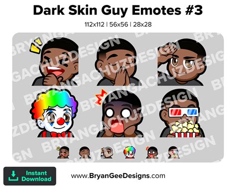 Dark Skin Guy Twitch Emotes For Streaming Lul Laughing Pray Etsy