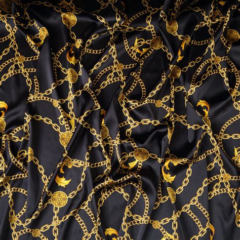 Fabric Gold Chains And Purse Stripes Digitally Printed Silk Satin