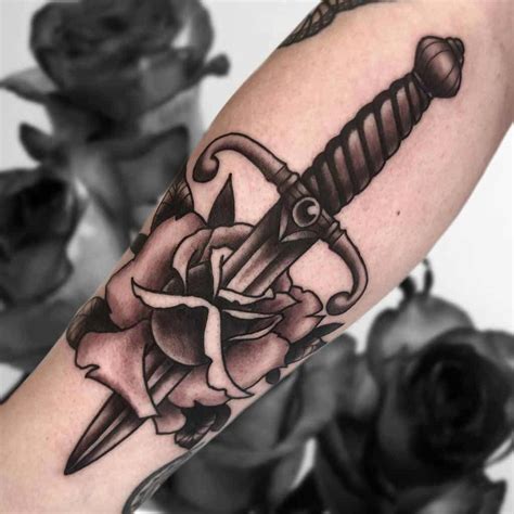 Top 69 Best Rose And Dagger Tattoo Ideas 2021 Inspiration Guide