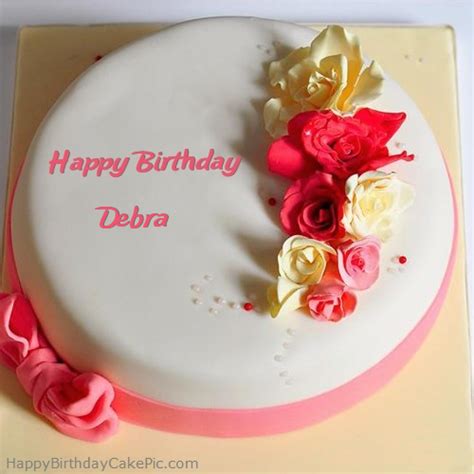 Roses Happy Birthday Cake For Debra
