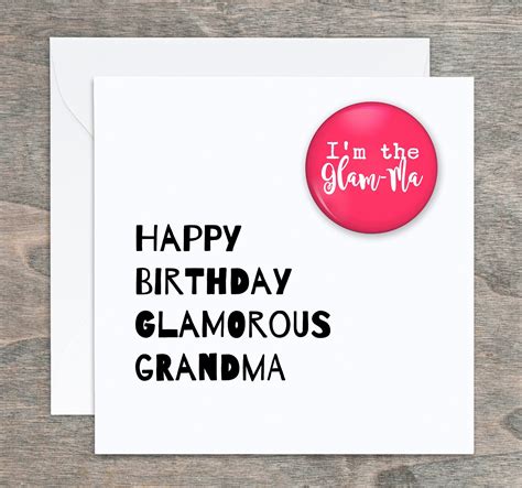 Granny Birthday Card T For Gran Glam Ma Glamorous Etsy Birthday Cards Typography Card