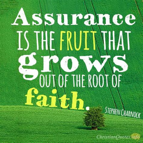a tree in the middle of a field with a quote about assurance is the