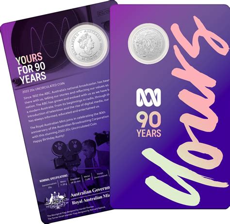 2022 20 cent 90th anniversary of the abc australian broadcasting commission cuni unc coin on