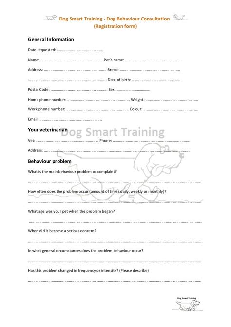 Dog Behaviour Consultation Form 1