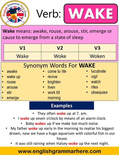 Wake Past Simple Simple Past Tense Of Wake Past Participle V1 V2 V3
