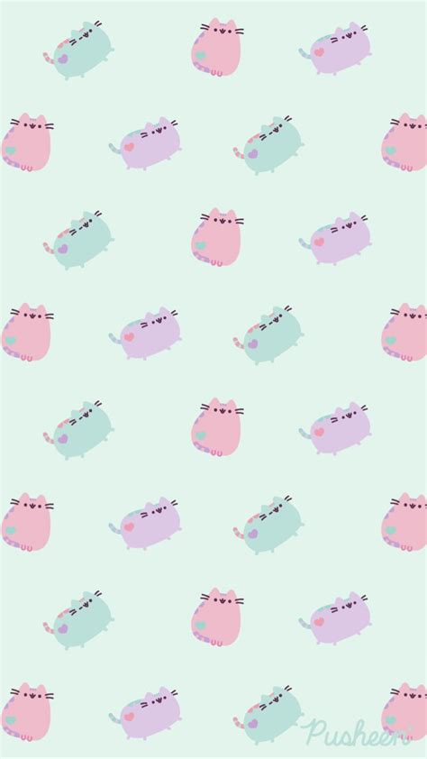 Pusheen The Cat Floral Pastels Spring Iphone Wallpaper Iphone