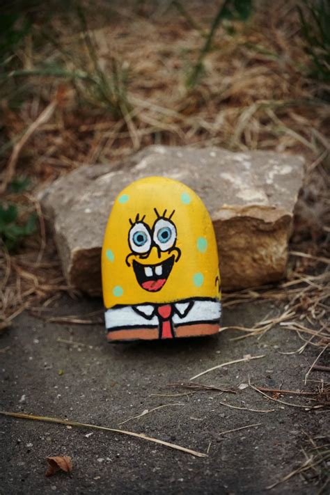 Spongebob Painted Rock Gibson City Rocks Gibson City Il Hand