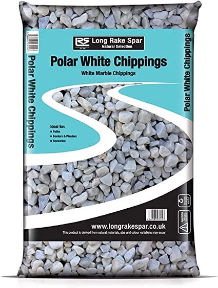 Polar White Chippings 8mm 11mm 20kg Aggregates Garden Pebbles