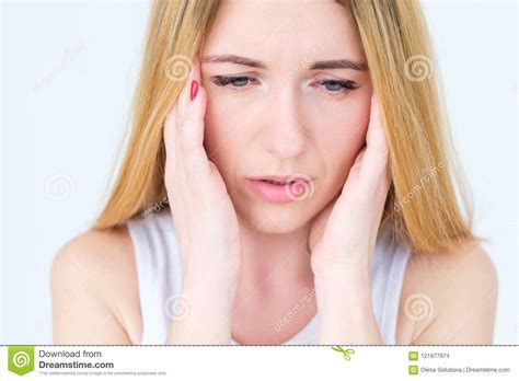 Emotion Face Worried Upset Unsettled Unhappy Woman Stock ...
