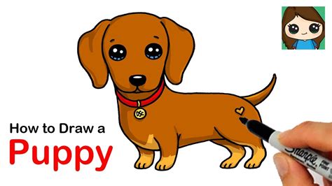 How To Draw A Dachshund Puppy Dog Easy Youtube