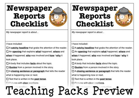 To learn about the features of a newspaper and write your own newspaper article. The Newspaper Reports Pack