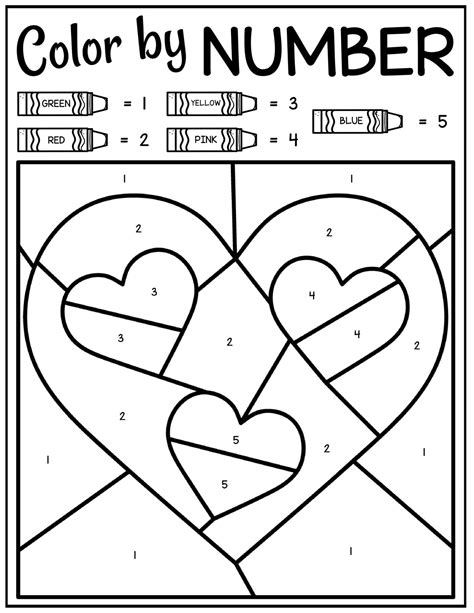 Valentines Color By Number Printables For Kids In The Playroom