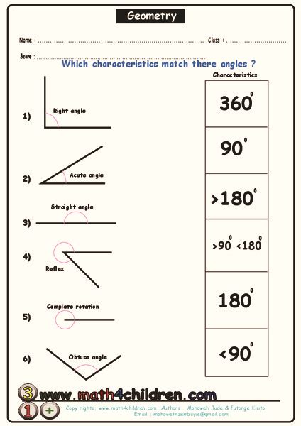 Geometry Angles Worksheet For 4th Grade Lesson Planet