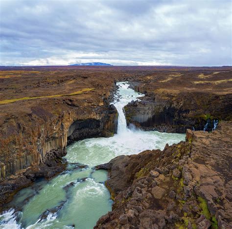 Aerial View Of The Aldeyjarfoss Waterfalls In Northern Iceland