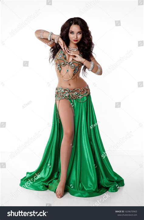 Beautiful Arabian Belly Dancer Isolated Studio Stock Photo