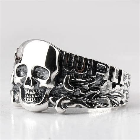 Halloween 925 Sterling Silver Skull Ring For Men Skeleton Thai Silver