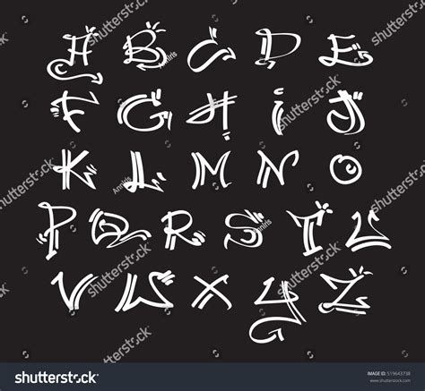 Graffiti Font Alphabet Letters Hip Hop Stock Vector Royalty Free Shutterstock