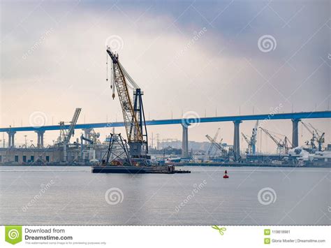 Crane Ship On The San Diego Bay Editorial Photo Image Of Mechanical