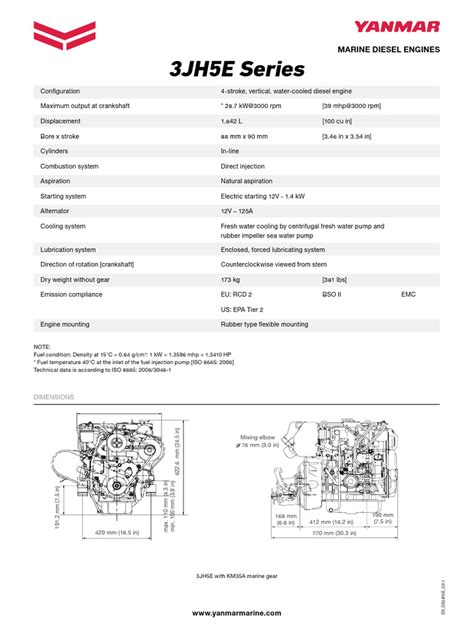 Yanmar 3jh5e Datasheet Pdf Diesel Engine Engines