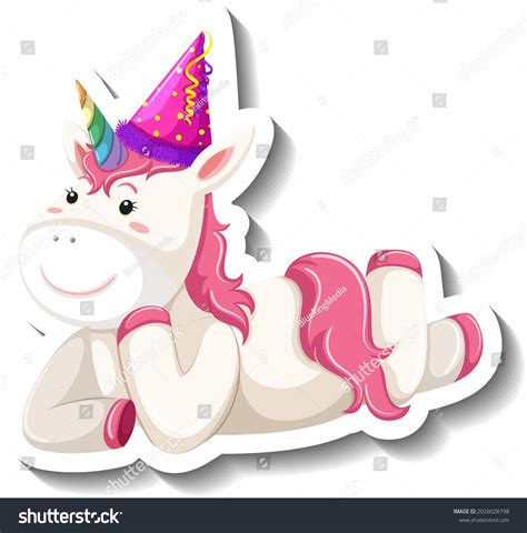 Cute Unicorn Laying Pose On White Stock Vector Royalty Free