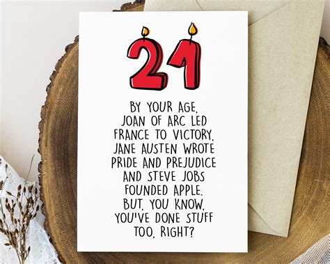Funny 21st Birthday Card Printable 21st Birthday T For Her Or Him