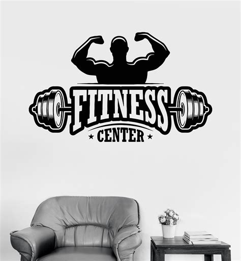 Vinyl Wall Decal Fitness Center Gym Bodybuilding Sports Art Stickers