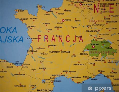 Frankreich straft seine parteien ab. Aufkleber Detaillierte Karte von Frankreich, der Schweiz ...