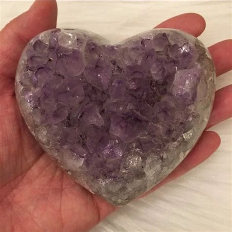 Large Amethyst Carved Heart Amethyst Gemstone Puffy Heart Etsy