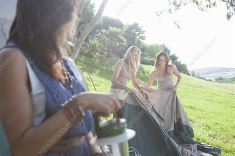 Friends Preparing Tent For Camping Stock Image F0103211 Science