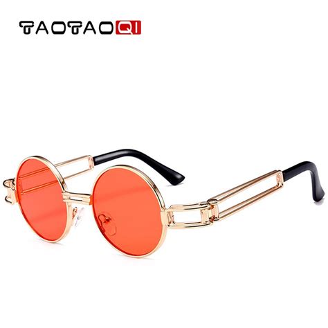 taotaoqi metal women steampunk round small frame sunglasses women brand designer vintage sun